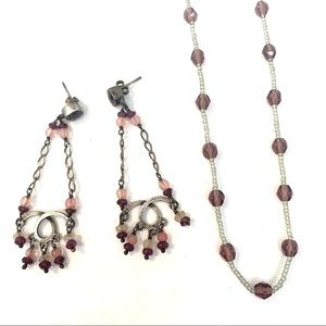 Nordstrom Purple Stone Romantic Earring + Necklace